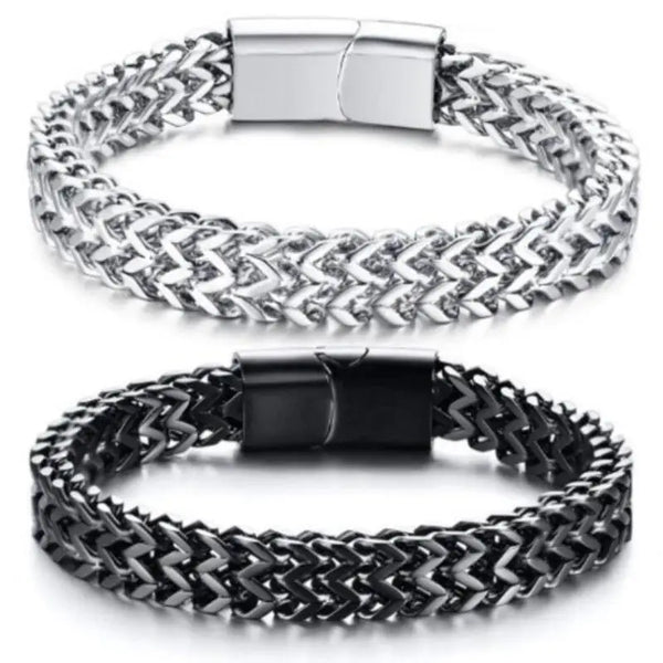 Men's Titanium Steel Bracelet - Domineering Double Row Design, Perfect Gift