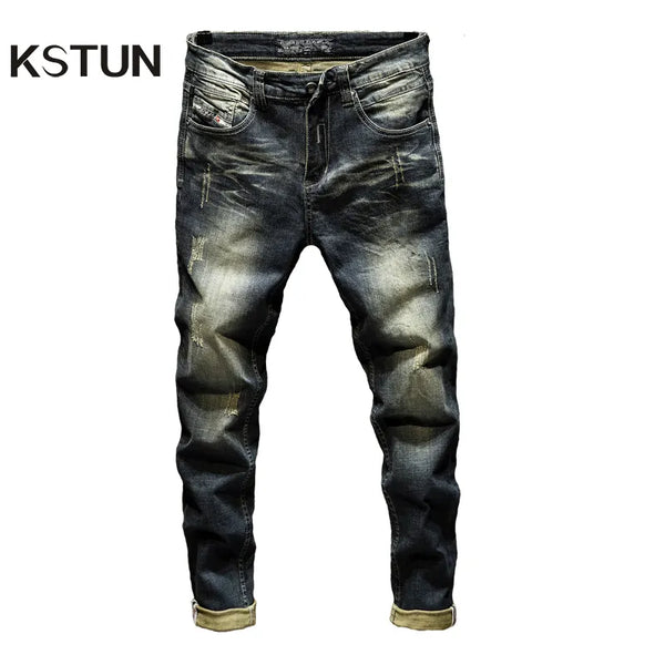 Denim Pants Slim Fit Retro Stretch Spring and Autumn Trousers