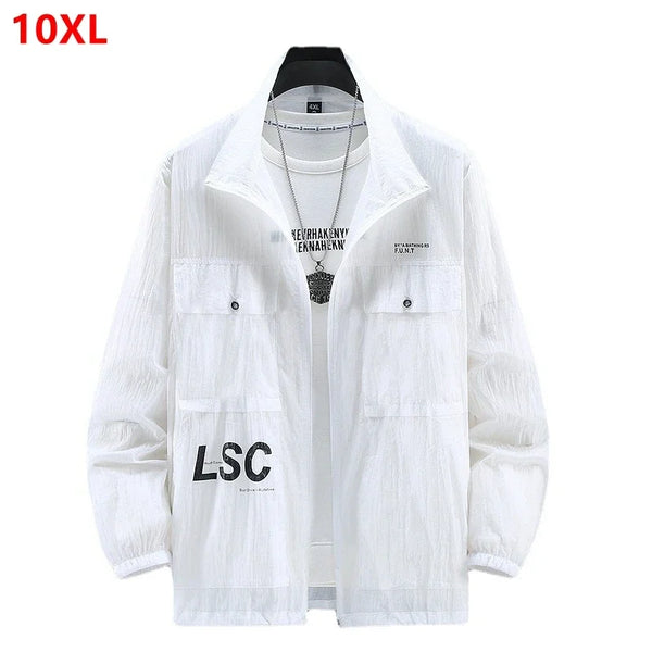 Large ice silk collar jacket provides UV protection for men in summer.