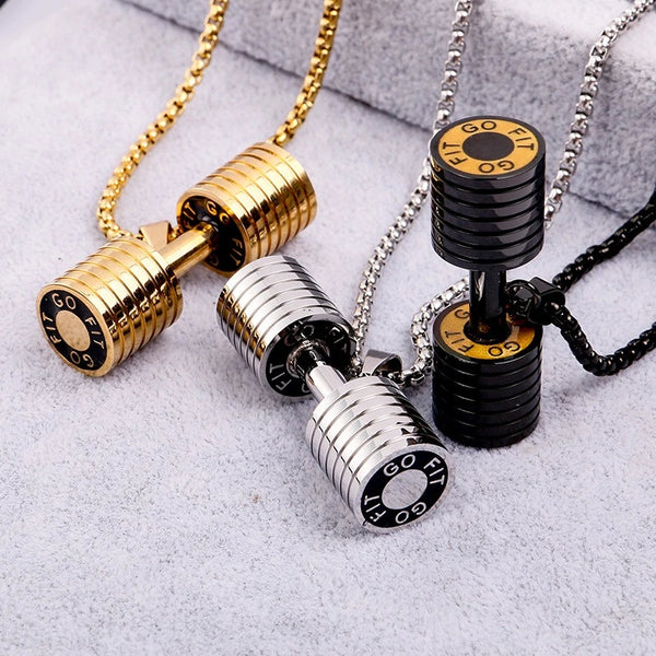 Stylish Titanium Dumbbell Necklace for Men - Perfect for Fitness Fans or as a Gift
